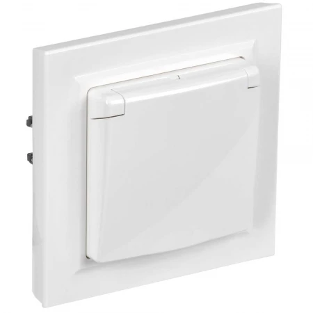 BRITE Розетка 1-местная с заземлением с защитными шторками и крышкой 16А IP44 в сборе РСбш10-3-44-БрБ белый BR-R16-16-44-K01-F-PRO