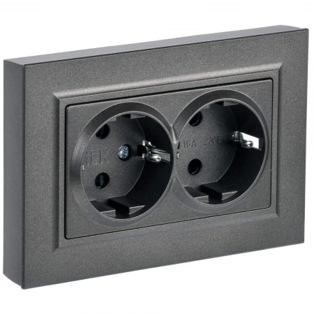 BRITE Розетка 2-местная с заземлением без защитных шторок 16А в сборе РС12-3-БрТБ темная бронза IEK BR-R21-16-K45-F