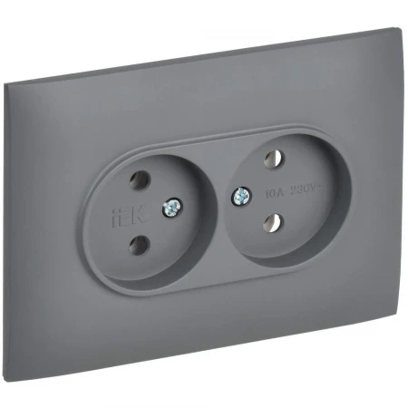 SKANDY Розетка 2-местная без заземления без защитных шторок 10А в сборе SK-R10Gr серый IEK SK-R20-10-K03-F