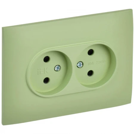 SKANDY Розетка 2-местная без заземления с защитными шторками 10А в сборе SK-R09G мятный IEK SK-R23-10-K06-F