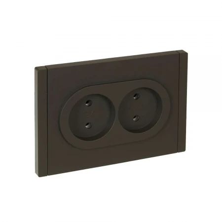 FORTE&PIANO Розетка 2-местная без заземления без защитных шторок безвинтовое крепление 10А FP326 серый IEK FP-R20-10-1-K03