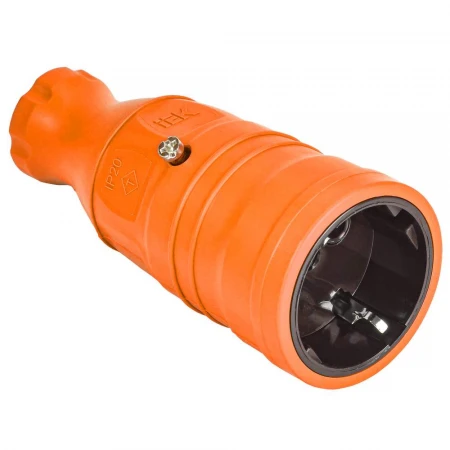 OMEGA Розетка переносная РБп14-1-0м IP20 каучук оранжевая IEK OM-KR20-16-20-P1-00-K09