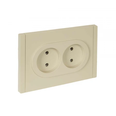 FORTE&PIANO Розетка 2-местная без заземления без защитных шторок безвинтовое крепление 10А FP426 ваниль IEK FP-R20-10-1-K10