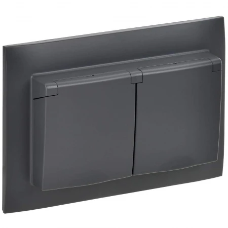 SKANDY Розетка 2-местная и крышкой 16А в сборе IP44 SK-R12T титан IEK SK-R26-16-44-K48-F