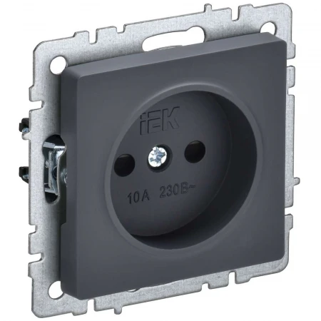 BRITE Розетка 1-местная без заземления с защитными шторками 10А РСш10-2-БрГ графит IEK BR-R13-10-K53