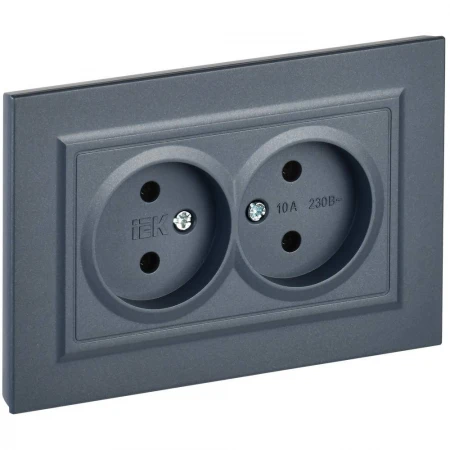 BRITE Розетка 2-местная без заземления без защитных шторок 10А в сборе РС12-2-БрМ маренго IEK BR-R20-10-K35-F