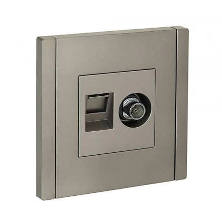 FORTE&PIANO Розетка двойная TV+RJ45 кат.6 FP537 сталь IEK FP-AK20-2-K46