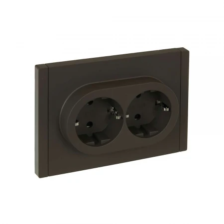 FORTE&PIANO Розетка 2-местная с заземлением с защитными шторками безвинтовое крепление 16А FP323 серый IEK FP-R24-16-1-K03