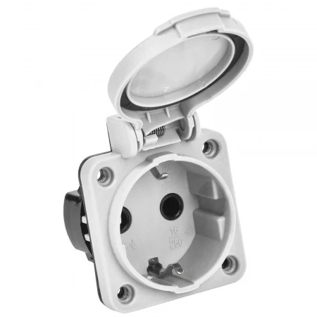 MAGNUM Розетка панельная SCHUKO РП13-3 с крышкой IP54 серый IEK PSN71-016-3-2-54-K03