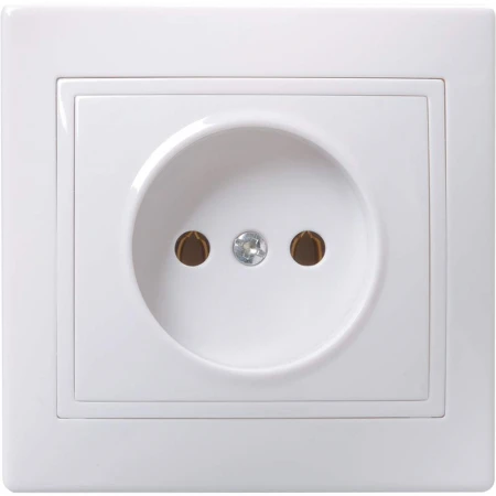 KVARTA Розетка 1-местная без заземления без защитных шторок 10А кер. РС10-2-КБ белый IEK ERK10-K01-10-K