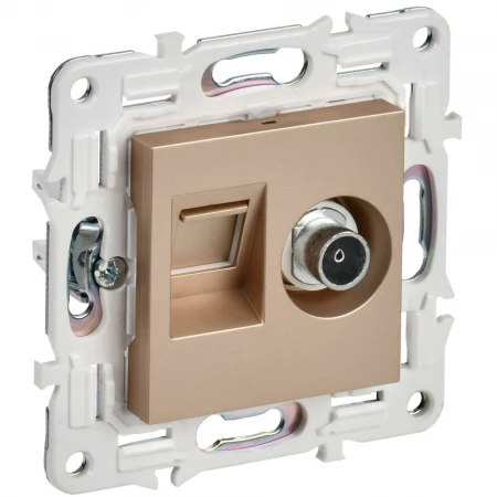 SKANDY Розетка двойная TV+RJ45 кат.6E SK-A15Sa песочный IEK SK-AK20-2-K98