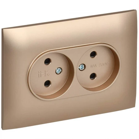 SKANDY Розетка 2-местная без заземления без защитных шторок 10А в сборе SK-R10Sa песочный IEK SK-R20-10-K98-F