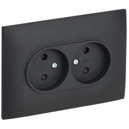 SKANDY Розетка 2-местная без заземления с защитными шторками 10А в сборе SK-R09G графит IEK SK-R23-10-K53-F