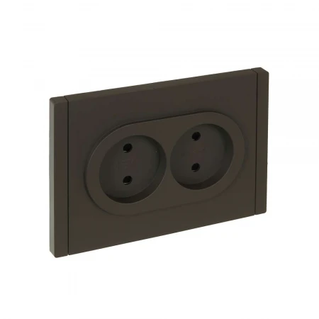 FORTE&PIANO Розетка 2-местная без заземления с защитными шторками безвинтовое крепление 10А FP325 серый IEK FP-R23-10-1-K03