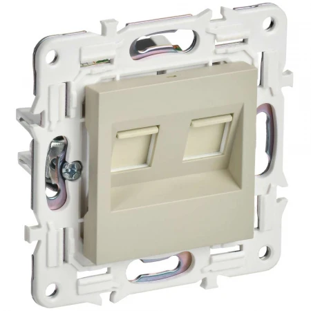 SKANDY Розетка компьютерная двойная RJ45 кат.6 SK-K04B бежевый IEK SK-K20-2-K10