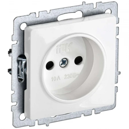 BRITE Розетка 1-местная без заземления с защитными шторками 10А РСш10-2-БрБ белый IEK BR-R13-10-K01