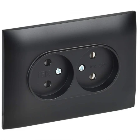 SKANDY Розетка 2-местная без заземления без защитных шторок 10А в сборе SK-R10Bl черный IEK SK-R20-10-K02-F