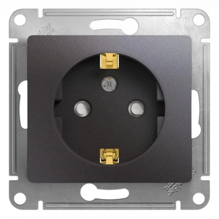 Розетка 2К+З Systeme Electric Glossa 16A 250V со шторками графит GSL001345