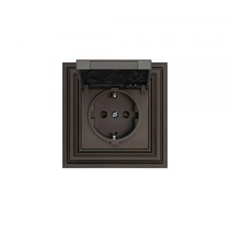 Розетка 2P+E Liregus Retro с крышкой коричневый омбре 29-023