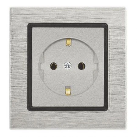 Розетка 2P+E Vesta-Electric Exclusive Silver Metallic серебро FRZ00041003SER