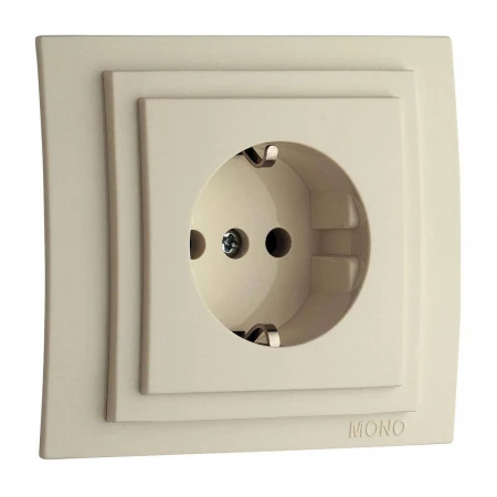 Розетка 2К+З Mono Electric Larissa 16A 250V винтовое подключение крем 103-171721-117