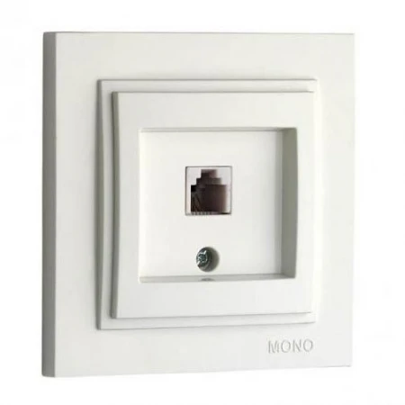 Розетка телефонная RJ11 Mono Electric Despina 3 кат белый 102-190005-124