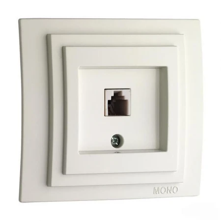 Розетка телефонная RJ11 Mono Electric Larissa 3 кат белый 103-191905-124