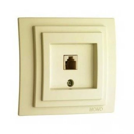 Розетка телефонная RJ11 Mono Electric Larissa 3 кат крем 103-171705-124
