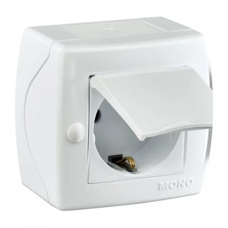 Розетка 2К+З Mono Electric Octans IP20 16A 250V с крышкой винтовое подключение белый 104-010107-118