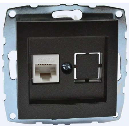Розетка компьютерная RJ45 Mono Electric Despina/ Larissa 6 кат графит 500-002005-125
