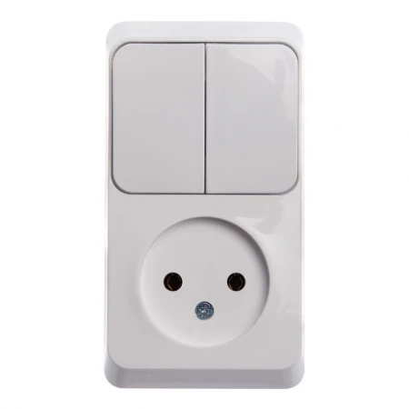 Блок розетка-выключатель Systeme Electric Этюд белый BPA16-205B