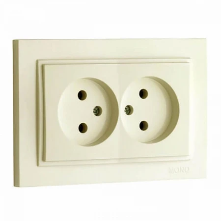 Розетка 2К двойная Mono Electric Despina 16A 250V винтовое подключение крем 102-170005-121