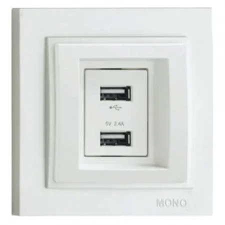Розетка 2-а USB-зарядка Mono Electric Despina 250V крем 102-170005-178