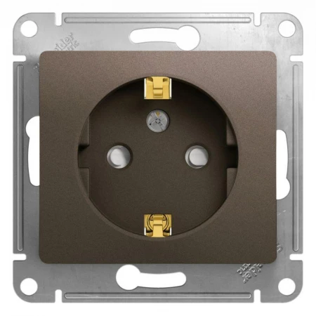 Розетка 2К+З Systeme Electric Glossa 16A 250V со шторками шоколад GSL000845