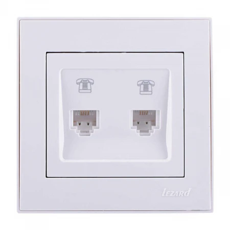 Розетка 2-ая телефонная евро Lezard Rain белая 703-0202-138
