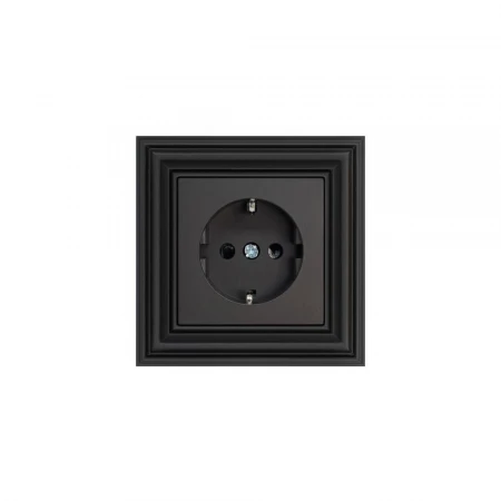 Розетка 2P Liregus Retro со шторками черный матовый 29-224