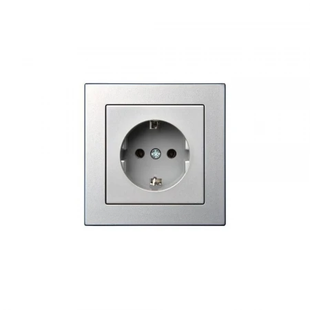 Розетка 2P+E Liregus Epsilon серебро 28-1766