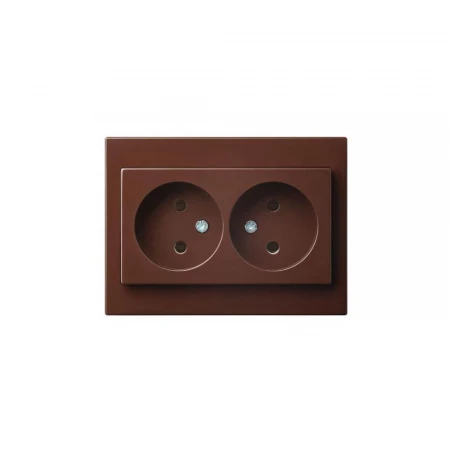 Розетка двойная 2P Liregus Epsilon коричневый 28-1364
