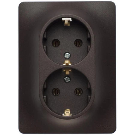 Розетка двойная 2К+З Systeme Electric Glossa 16A 250V шоколад GSL000824