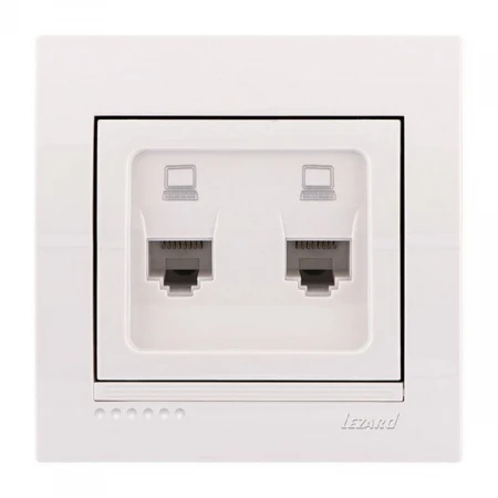 Розетка 2-ая компьютерная Lezard Deriy белая 702-0202-141