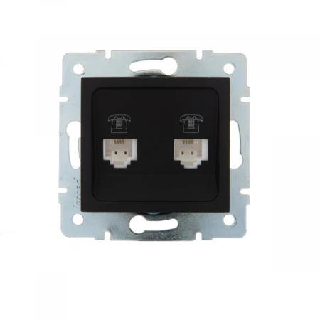 Розетка 2-ая телефонная евро Lezard Karina черная 707-4288-138