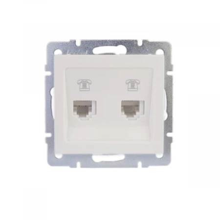 Розетка 2-ая телефонная евро Lezard Rain белая 703-0288-138