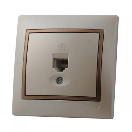 Розетка телефонная евро Lezard Mira белый жемчуг с кор. вст. 701-3031-137