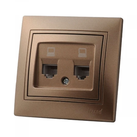 Розетка 2-ая компьютерная Lezard Mira коричневая 701-3131-141