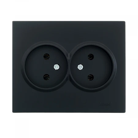 Розетка 2-ая с зазем. Lezard Vesna черная 742-4200-127B