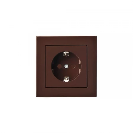 Розетка 2P+E Liregus Epsilon со шторками коричневый 28-1367