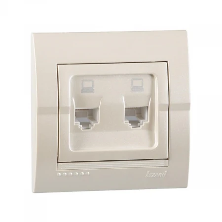 Розетка 2-ая компьютерная Lezard Deriy белый жемчуг 702-3030-141