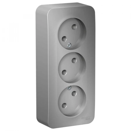 Розетка тройная 2К Systeme Electric Blanca 16A 250V алюминий BLNRA000313