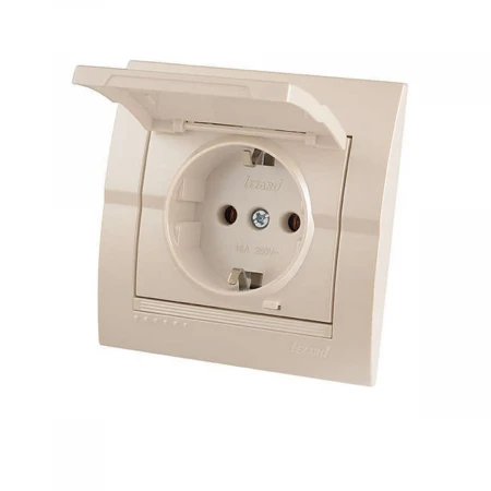 Розетка с зазем. с крышкой Lezard Deriy белый жемчуг 702-3030-123