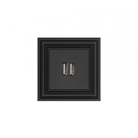 Розетка 2xUSB Liregus Retro черный матовый 29-217